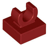 Lego (U) ~ Tile Modified 1 x 1 with Open O Clip ~ [Dark Red]