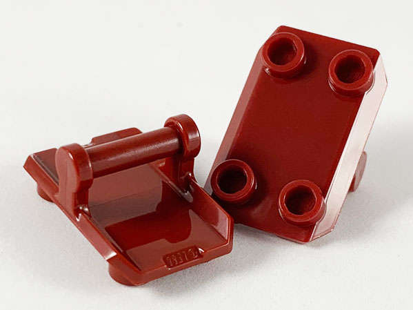 Lego (N) ~ Plate Modified 2 x 3 Inverted with 4 Studs and Bar Handle on Bottom (Rocker  ~ [Dark Red]