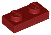 Lego (N) ~ Plate 1 x 2 ~ [Dark Red]
