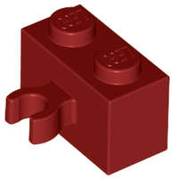 Lego (U) ~ Brick Modified 1 x 2 with Open O Clip Thick (Vertical Grip) ~ [Dark Red]