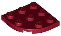 Lego (N) ~ Plate Round Corner 3 x 3 ~ [Dark Red]