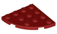 Lego (N) ~ Plate Round Corner 4 x 4 ~ [Dark Red]