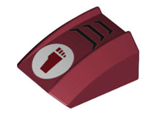 Lego (U) ~ Slope Curved 2 x 2 Lip with TMNT Foot Clan Logo in White Circle Pattern ~ [Dark Red]