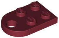Lego (N) ~ Plate Modified 2 x 3 with Hole ~ [Dark Red]