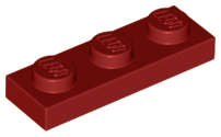 Lego (N) ~ Plate 1 x 3 ~ [Dark Red]