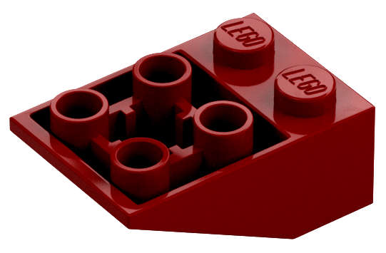 Lego (N) ~ Slope Inverted 33 3 x 2 with Flat Bottom Pin and Connections between Studs ~ [Dark Red]