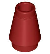 Lego (U) ~ Cone 1 x 1 with Top Groove ~ [Dark Red]