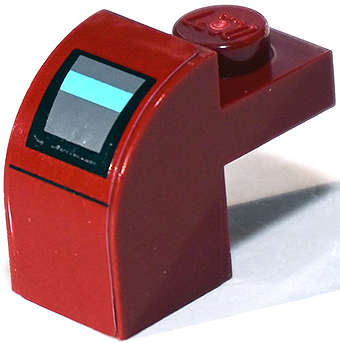 Lego (U) ~ Slope Curved 2 x 1 x 1 1/3 with Recessed Stud with Black and Dark Bluish Gr ~ [Dark Red]