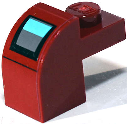 Lego (U) ~ Slope Curved 2 x 1 x 1 1/3 with Recessed Stud with Black and Dark Bluish Gr ~ [Dark Red]