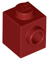 Lego (N) ~ Brick Modified 1 x 1 with Stud on Side ~ [Dark Red]