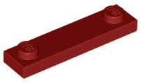 Lego (N) ~ Plate Modified 1 x 4 with 2 Studs without Groove ~ [Dark Red]