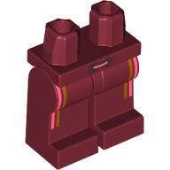 Lego (N) ~ Hips and Legs with Coral and Gold Vertical Stripes Pattern ~ [Dark Red]