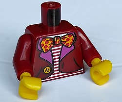 Lego (N) ~ Torso Jacket with Dark Pink Lapels and Bright Light Orange Button over Shirt ~ [Dark Red]