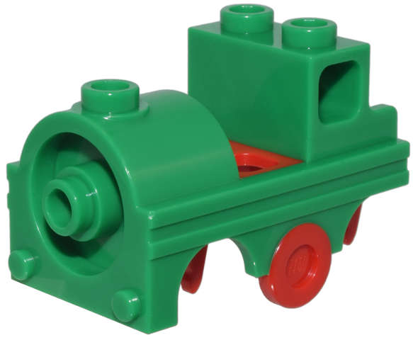 Lego (N) ~ Minifigure Costume Train with Molded Red Wheel Holders and Trolley Wheel Patter ~ [Green]