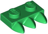 Lego (N) ~ Plate Modified 1 x 2 with 3 Teeth ~ [Green]