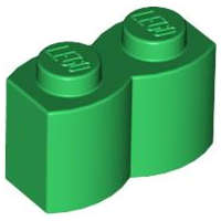 Lego (U) ~ Brick Modified 1 x 2 with Log Profile ~ [Green]