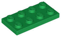Lego (N) ~ Plate 2 x 4 ~ [Green]