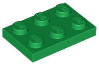 Lego (N) ~ Plate 2 x 3 ~ [Green]