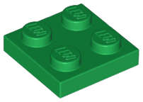 Lego (N) ~ Plate 2 x 2 ~ [Green]