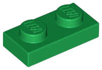 Lego (N) ~ Plate 1 x 2 ~ [Green]