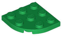 Lego (N) ~ Plate Round Corner 3 x 3 ~ [Green]
