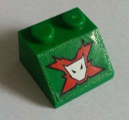 Lego (U) ~ Slope 45 2 x 2 with World Racers Team Extreme Logo Pattern (Sticker) - Set 886 ~ [Green]
