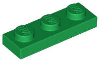 Lego (N) ~ Plate 1 x 3 ~ [Green]