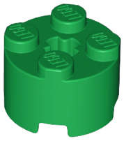 Lego (N) ~ Brick Round 2 x 2 with Axle Hole ~ [Green]