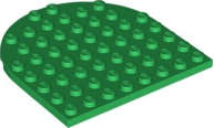 Lego (N) ~ Plate Round 8 x 8 Rounded End ~ [Green]