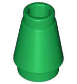 Lego (N) ~ Cone 1 x 1 with Top Groove ~ [Green]