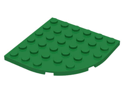Lego (N) ~ Plate Round Corner 6 x 6 ~ [Green]
