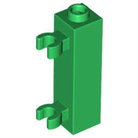 Lego (U) ~ Brick Modified 1 x 1 x 3 with 2 Clips (Vertical Grip) - Hollow Stud ~ [Green]