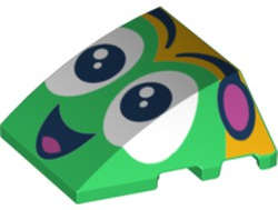 Lego (N) ~ Wedge 4 x 3 Triple Curved No Studs with Black and White Eyes Dark Pink Antennae ~ [Green]