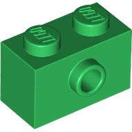 Lego (N) ~ Brick Modified 1 x 2 with Stud on Side with Bottom Stud Holder ~ [Green]