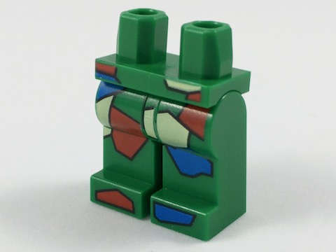 Lego (N) ~ Hips and Legs with Red Bright Light Yellow and Blue Quilt Patches Pattern ~ [Green]