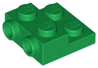 Lego (N) ~ Plate Modified 2 x 2 x 2/3 with 2 Studs on Side ~ [Green]