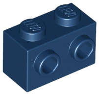 Lego (N) ~ Brick Modified 1 x 2 with Studs on 1 Side ~ [Dark Blue]