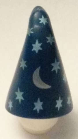 Lego NEW - Dark Blue Minifigure Headgear Hat Cone Drooping Wizard with Metallic Light Blue