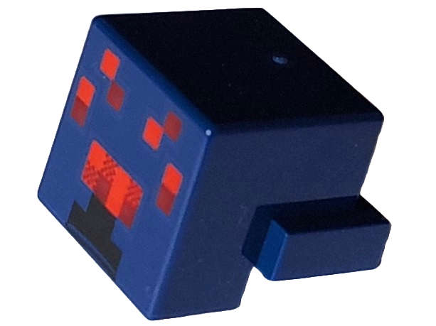 Lego (U) ~ Creature Head Pixelated with Red and Dark Red Face Pattern (Minecraft Spid ~ [Dark Blue]