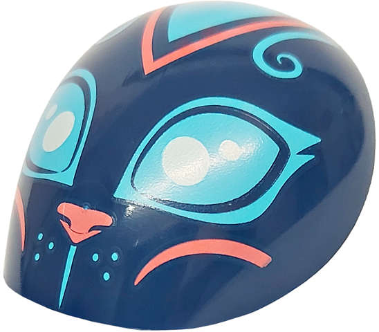 Lego (N) ~ Large Figure Armor Round Smooth with Medium Azure Eyes Curls Whisker Dots a ~ [Dark Blue]