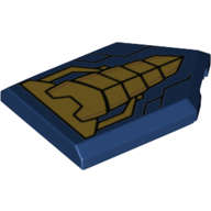 Lego (N) ~ Tile Modified 2 x 3 Pentagonal with Gold Triangle Chest Protector and Black ~ [Dark Blue]