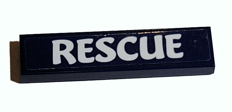 Lego (U) ~ Tile 1 x 4 with White 'RESCUE' Pattern (Sticker) - Set 41380 ~ [Dark Blue]