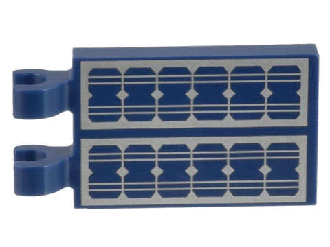 Lego (N) ~ Tile Modified 2 x 3 with 2 Clips with Solar Panels Pattern ~ [Dark Blue]