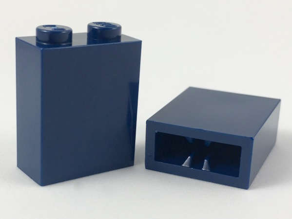 Lego (U) ~ Brick 1 x 2 x 2 with Inside Axle Holder ~ [Dark Blue]