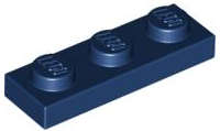 Lego (N) ~ Plate 1 x 3 ~ [Dark Blue]