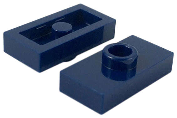 Lego (U) ~ Plate Modified 1 x 2 with 1 Stud without Groove (Jumper) ~ [Dark Blue]