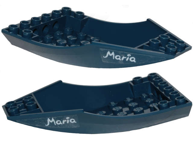 Lego (U) ~ Cockpit 10 x 6 x 2 Curved with 'Maria' Pattern on Both Sides (Stickers) -  ~ [Dark Blue]