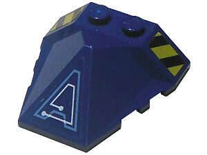 Lego (U) ~ Wedge 4 x 4 x 1 1/3 Pyramid Center with Stripes and Exo-Force Circuitry Ri ~ [Dark Blue]