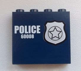 Lego (U) ~ Panel 1 x 4 x 3 with Side Supports - Hollow Studs with Silver Star Badge a ~ [Dark Blue]