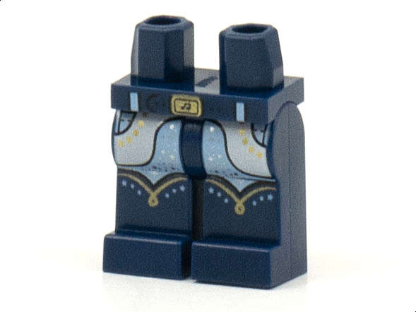 Lego (N) ~ Hips and Legs with Gold Buckle and Trim and White Chaps with Bright Light B ~ [Dark Blue]